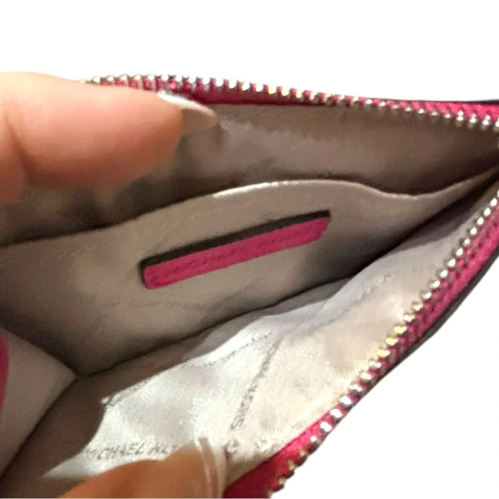 Michael Kors Jet Set Travel Quilted Card Wallet Keychain Dragonfruit Pink NWT - Picture 4 of 7